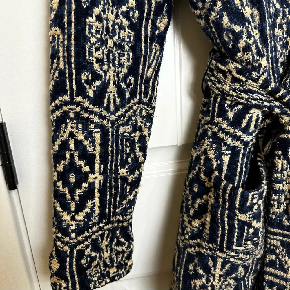 Ralph Lauren Women's Jacquard Nautical Blue Fringe Cardigan/Jacket- Size Large - Picture 6 of 13